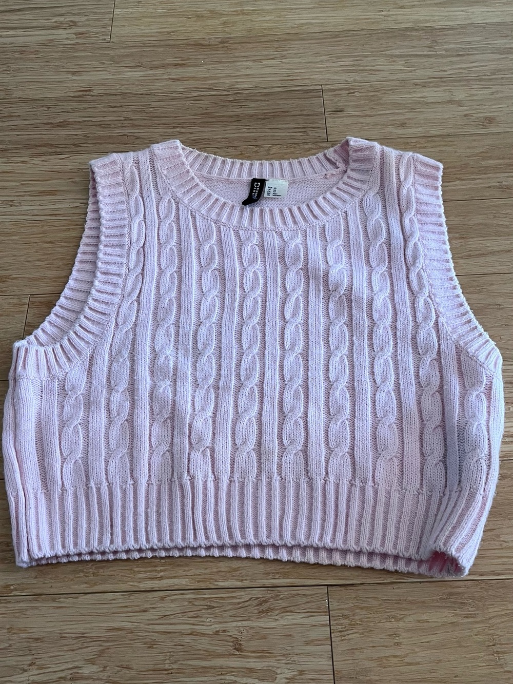 Divided Pink Cropped Cable Knit Vest